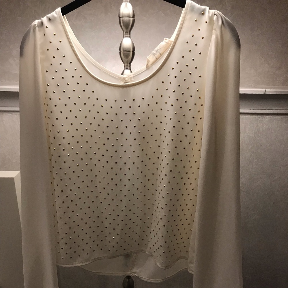 Lola Cream Top with Gold Studs